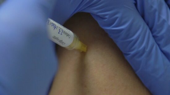 A vaccine being administered as part of the Hipra Covid-19 jab clinical trial (Courtesy of Hospital Clínic)